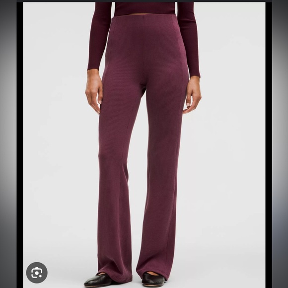 lululemon athletica Pants - Lululemon Women’s Ribbed Softstreme Flared Pant Regular Burgundy Garnet